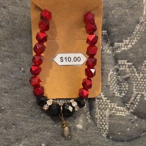 Chic Red and Black Beaded Earrings